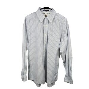 Tommy Hilfiger Mens Striped Dress Shirt Blue White Cotton 16 34-35 Long Sleeve